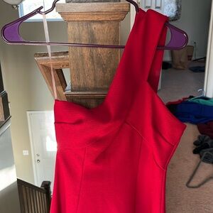 Red one shoulder dress